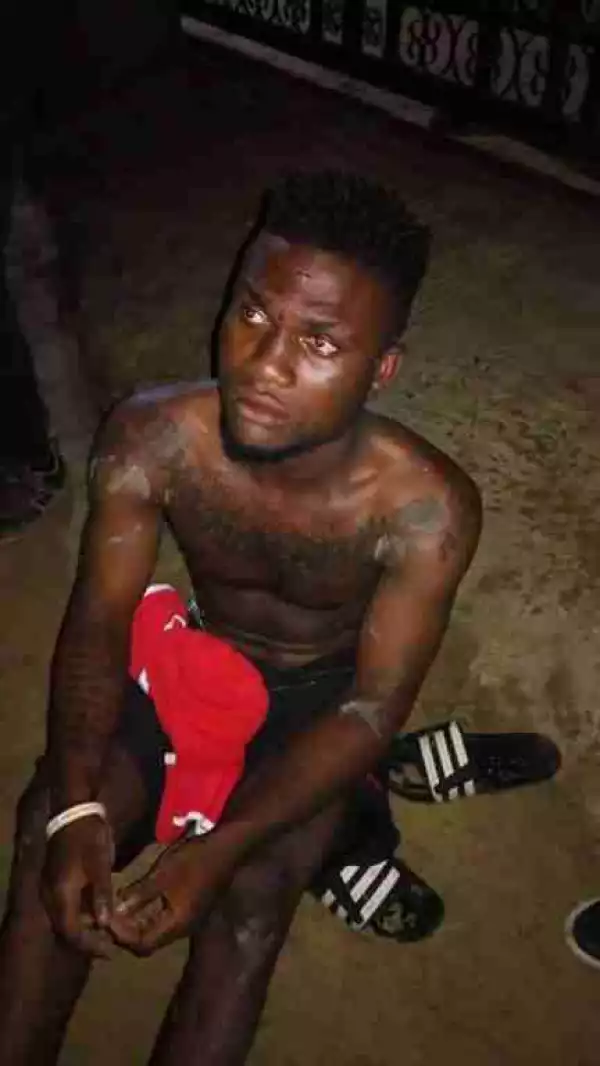 Tattooed Nigerian Who Returned From Ghana Caught Stealing Shirt In Delta State (Photo)